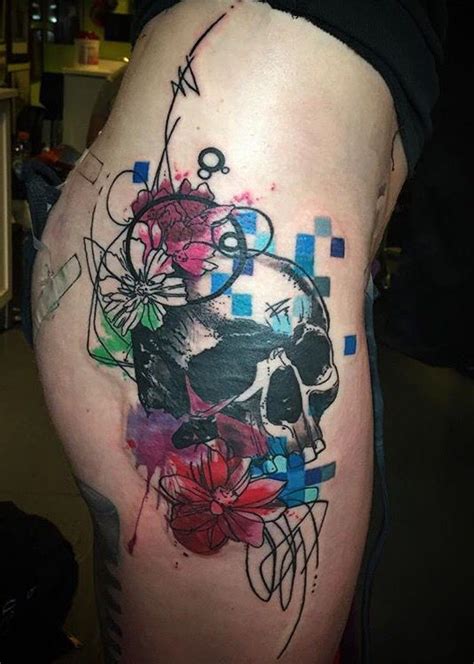 Deanna Wardin Skull Tattoo Tattoos Watercolor Tattoo