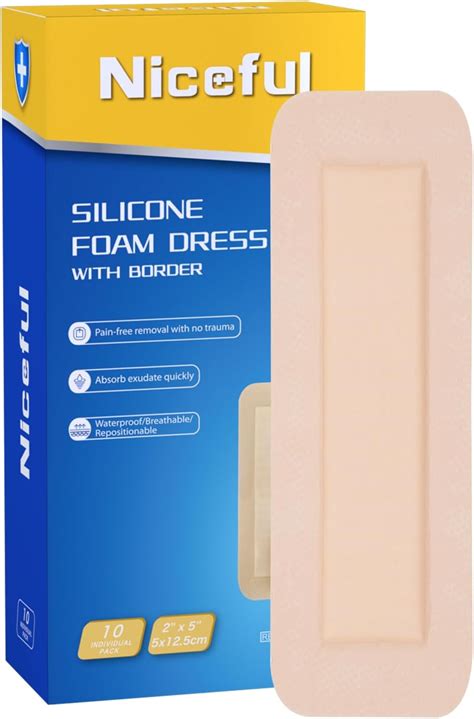 10 Pcs Silicone Foam Dressing 2x5 Ultra Soft Waterproof