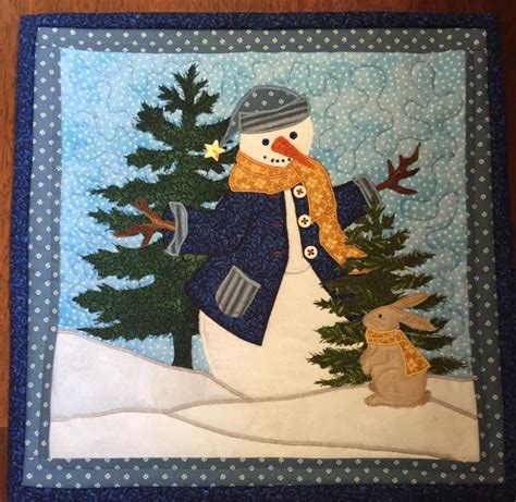 January Mini Quilt Pattern Snowman And Friend Etsy Mini Quilt