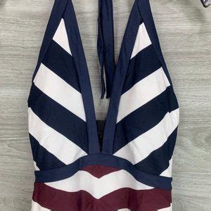 Ted Baker Swim New Ted Baker Dakira Contrast Stripe V Swimsuit