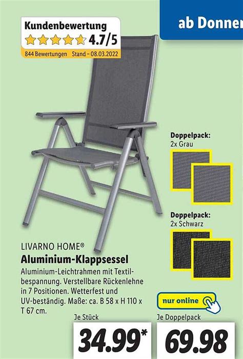 Livarno Home Aluminium Klappsessel Angebot Bei Lidl 1Prospekte De