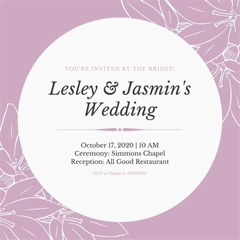 Free Custom Printable Same Sex Wedding Invitation Templates Canva