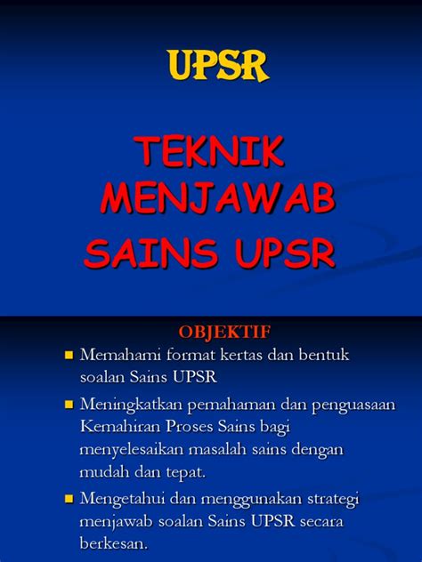 PDF Kaedah Menjawab Sains Upsr DOKUMEN TIPS