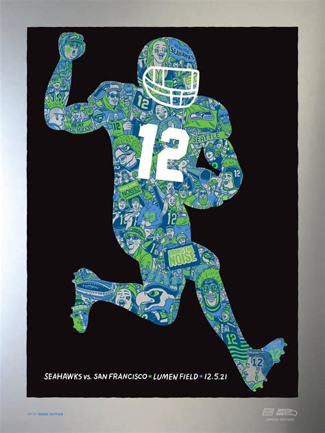 Official 2021 Seattle Seahawks 12th Man Foil Variant Poster Signed