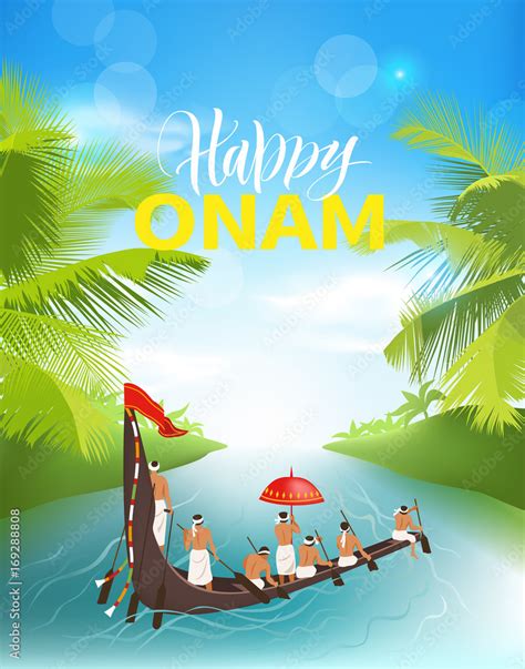 Happy Onam Background With Boat Race Vallamkali For South India