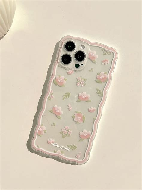 Flower Print Clear Phone Case Kawaii Phone Case Cute Phone Cases