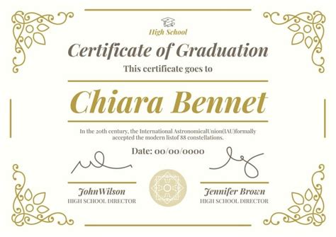 Personalize this Ornamental Elegant High School Graduation Certificate ...