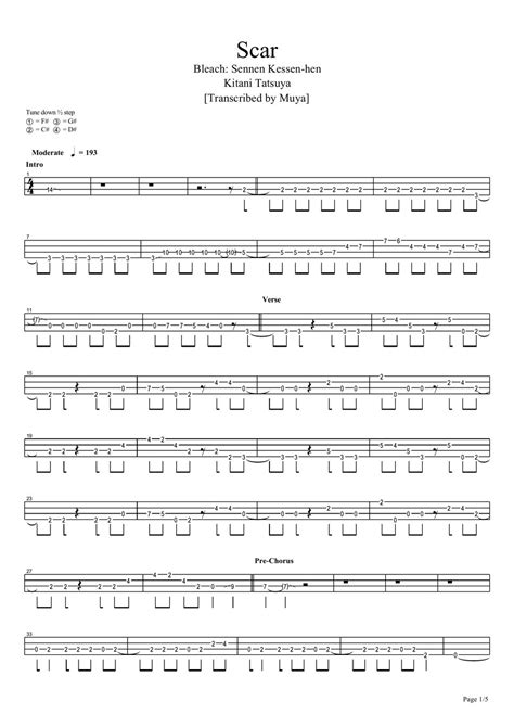 Kitani Tatsuya Scar Bass Tab By Muya