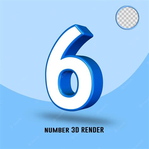 Premium Psd 3d Render Number 6 Blue White Color