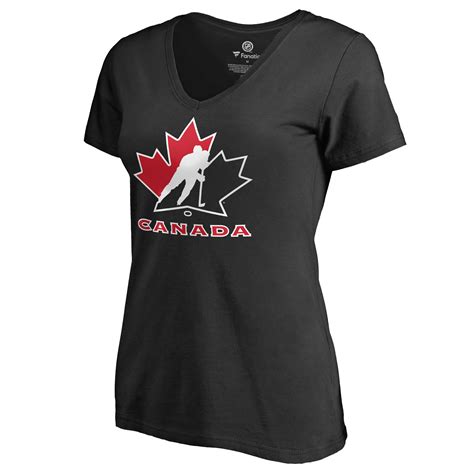 Womens Fanatics Branded Black Hockey Canada Primary Logo V Neck T Shirt