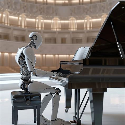 Premium Ai Image Robot Playing Piano A Musical Automaton Mastering