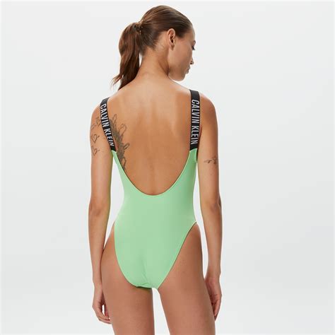 Calvin Klein Scoop Back One Piece Kadın Yeşil Mayo Kadin Mayo Bikini