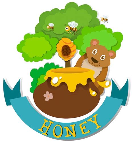 Premium Vector Banner Design With Bear And Honey