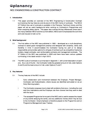 Fillable Online NEC ENGINEERING CONSTRUCTION CONTRACT Fax Email Print