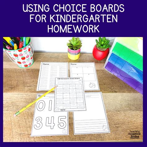 Using Choice Boards For Kindergarten Homework Teaching Exceptional