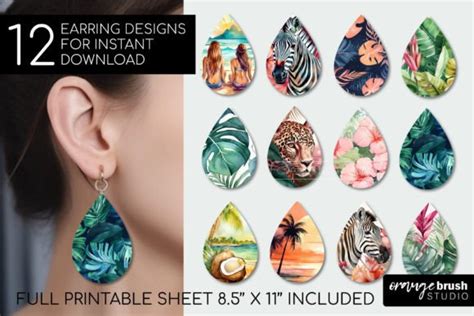 Summer Teardrop Earrings Bundle Graphic By Orange Brush Studio