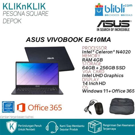 Jual Laptop Asus Vivobook E410ma Intel N4020 4gb 64gb Emmc 256gb Ssd