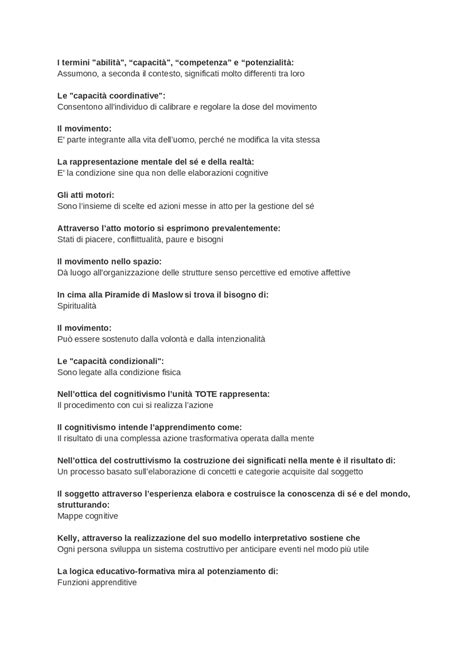 Metodologia Della Valutazione Motoria Prove Desame Di Teoria E