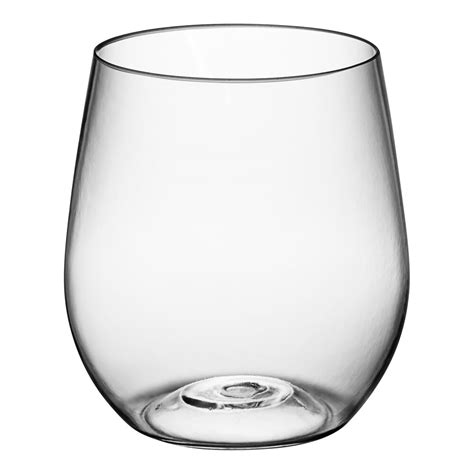 Visions 12 Oz Heavy Weight Clear Plastic Stemless Wine Glass 16 Pack