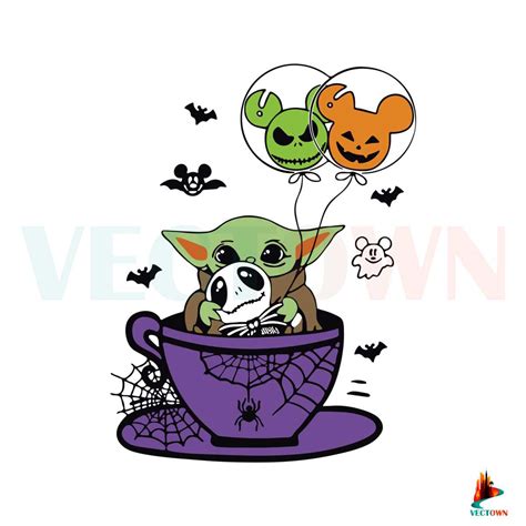 Halloween Baby Yoda Cup Balloon Best Graphic Cutting Files