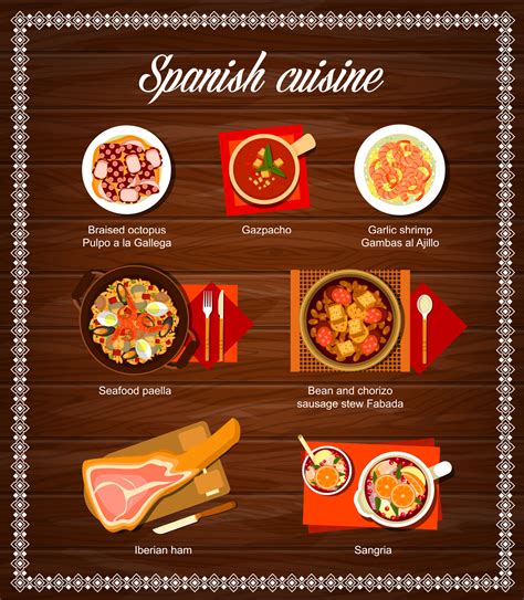 Spanish Cuisine Meals Menu Design Vector Template 12287384 Vector Art