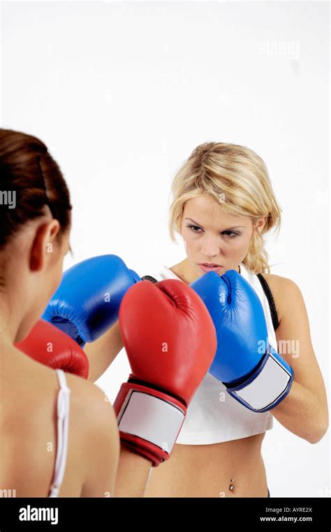 Two Female Boxers Fighting Each Other Stock Photo Royalty Free Image