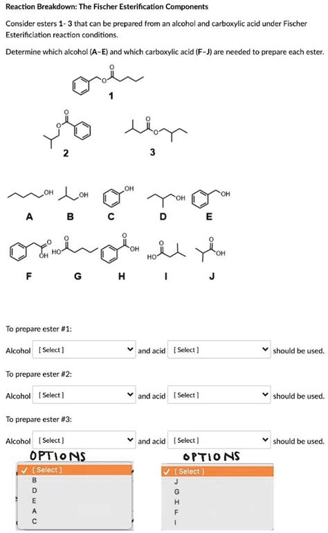 Solved Reaction Breakdown The Fischer Esterification Components