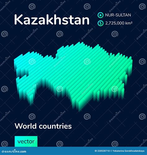 Mapa De Kazajist N Con Efecto D Estilizado De Ne N Isom Trico Rayado