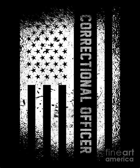 Correctional Officer American Flag Thin Silver Line Digital Art By Yestic