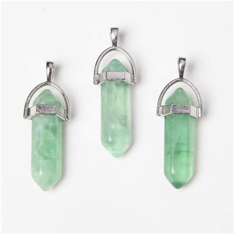 Fluorite Verte Pendule Hexagonal En Pierre Naturelle Pendentifs