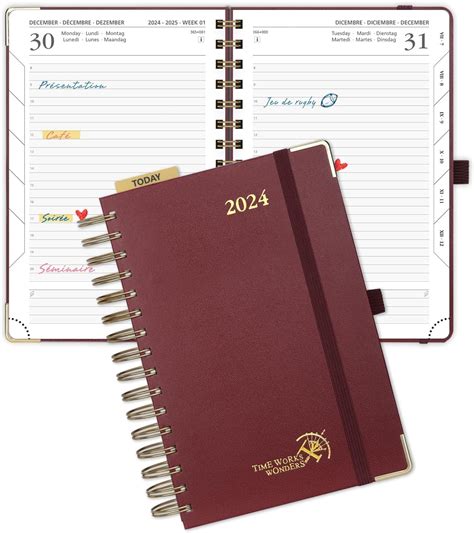 POPRUN Agenda 2024 Journalier Spirale 21 5 X 14 9 Cm 1 Page Par Jour