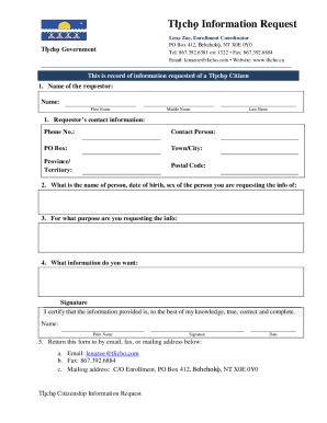 Fillable Online Tch Information Request Fax Email Print Pdffiller