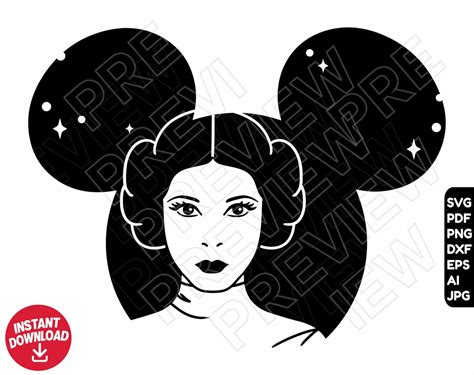 Princess Leia Svg Star Wars Ears Png Dxf Clipart Cut File Outline