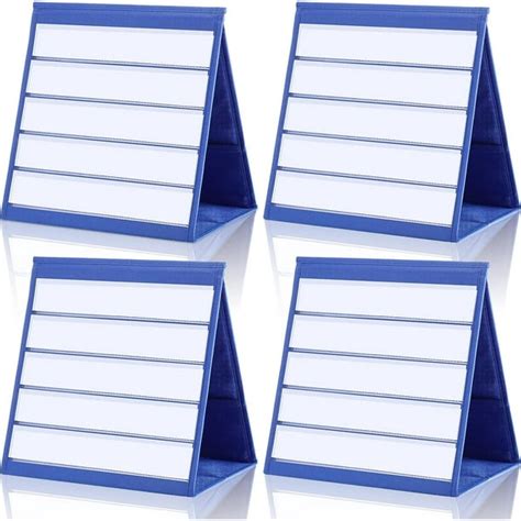 4 Pieces Tabletop Pocket Chart Standing For Classroom Desktop Double Sided Pocket Chart Stand