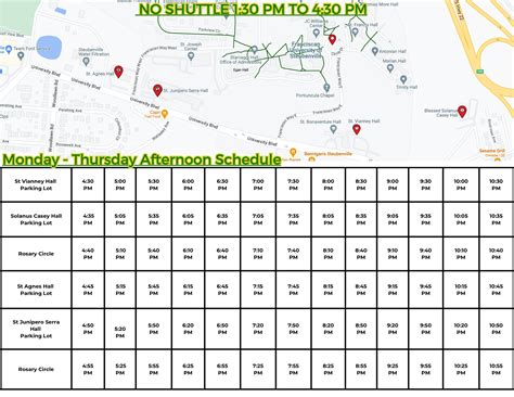 Daily Shuttle Schedule