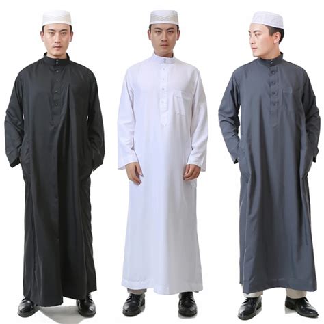 Arab Male Islamic Clothing for Men Saudi Arabia Jubba Thobe Abaya Eid ...