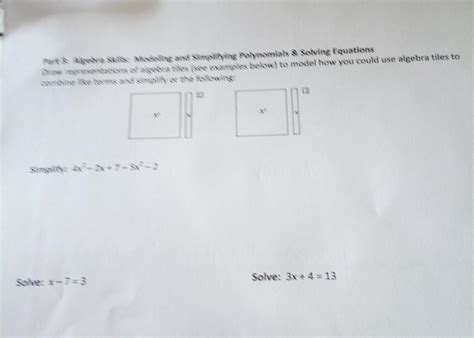 Draw Representations Of Algebra Tiles To Model How