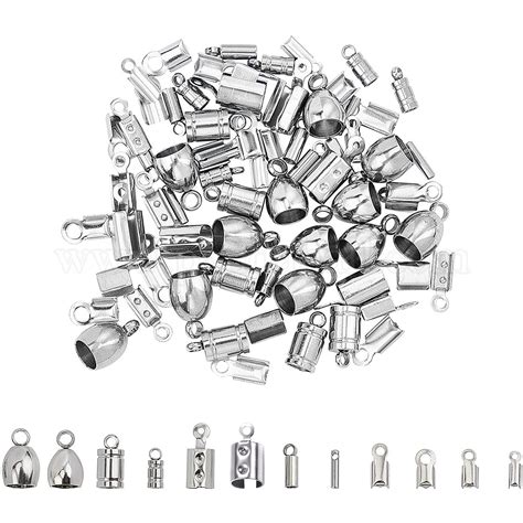 Wholesale UNICRAFTALE 72pcs 12 Styles Stainless Steel Cord Ends End