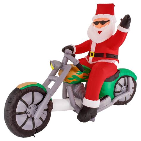 Christmas Masters 6 Foot Inflatable Santa Claus Riding A Motorcycle