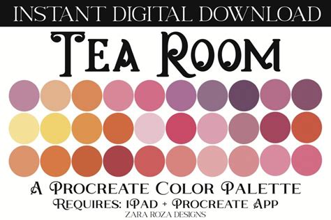 Tea Room Procreate Color Palette Swatches