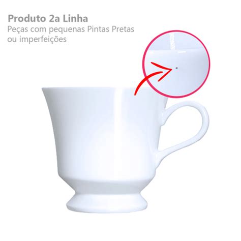 Jogo 6 Xícara Chá Porcelana Branca Germer s Pires 2a Linha no Shoptime