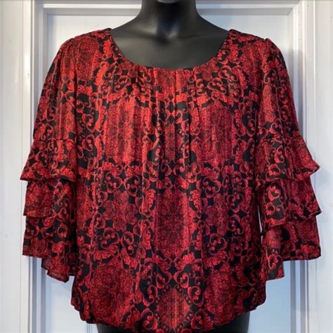 Roz Ali Tops New Roz Ali Bubble Hem Floral Print Blouse Poshmark