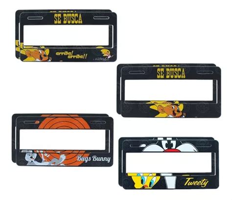 Par Marco Portaplacas Plastico Impreso Figuras Looney Tunes