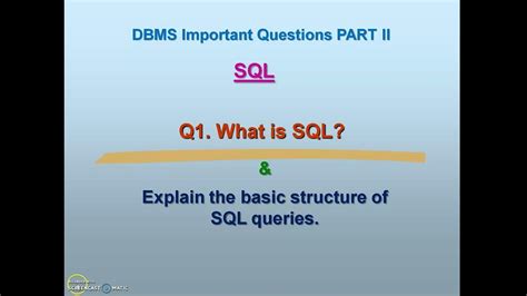 Part 2 Q1 What Is The Basic Structure Of Sql Queries Basics Of Sql Dbms Important