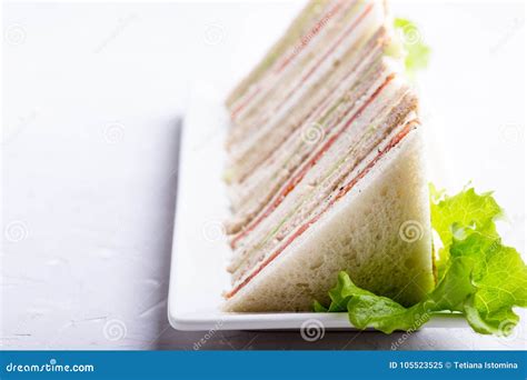 English Tea Sandwiches Platter on White Plate Stock Image - Image of menu, party: 105523525