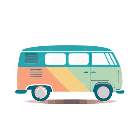 An Illustration Of An Old And Colorful Volkswagen Bus Vector A