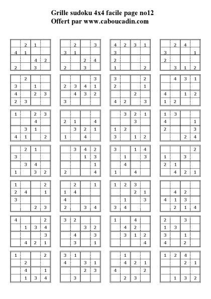 Jeux à Imprimer Gratuit Grilles De Sudoku Enfant Facile Grille 4x4 Niveau Facile Page 12