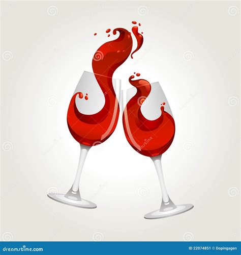 Toasting Gesture Two Red Wine Glasses Stock Vector Image 22074851