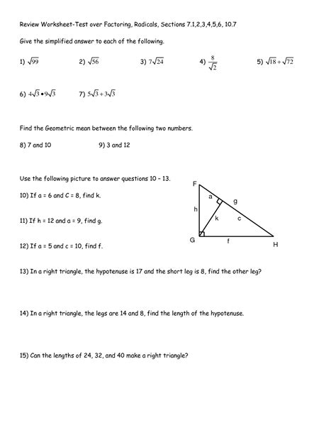 Geometry Worksheet 8.1 Geometric Mean » Semanario Worksheet for Student