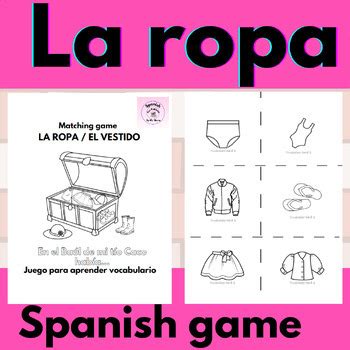 La Ropa Spanish Clothing Vocabulary Game Black White Pdf Version